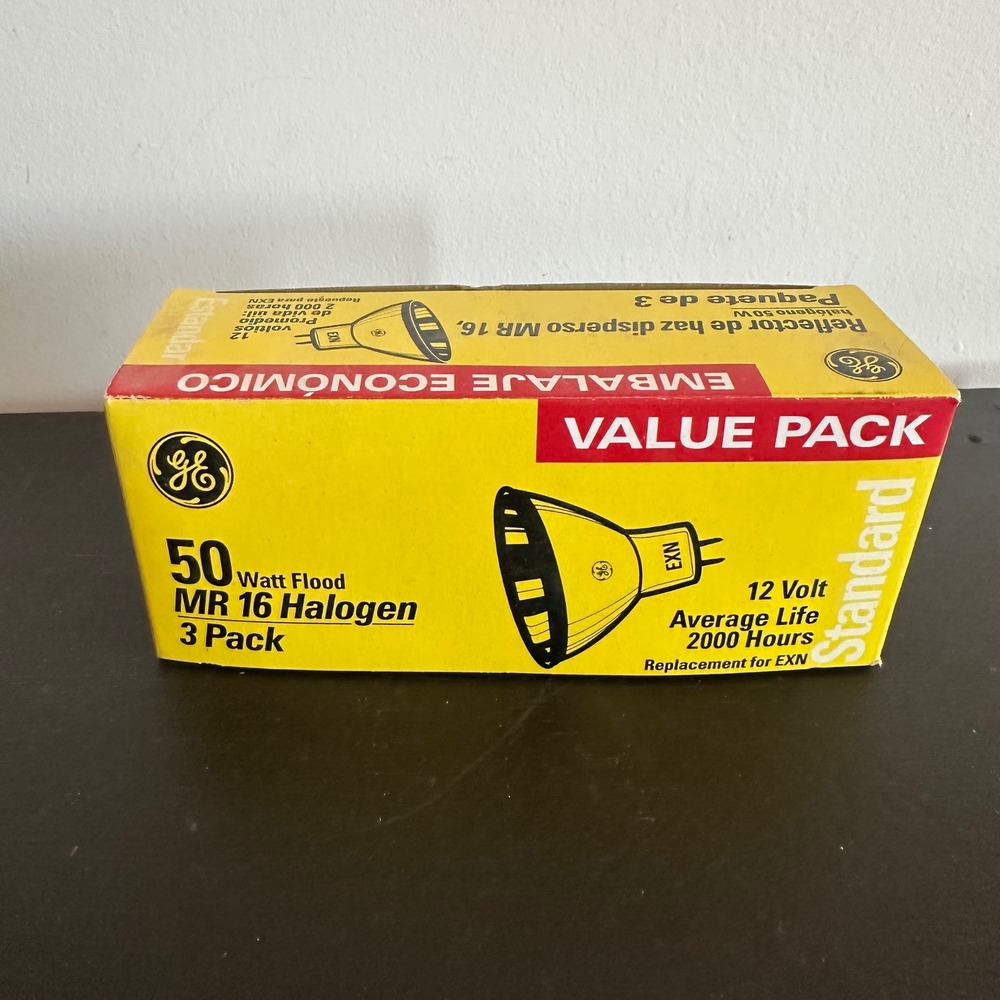 GE 50 Watt MR16 Halogen Flood Light Bulbs 12V EXN Replacement 3 Pack
